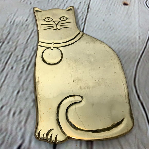 Rubel Kitchen Brass Cat Trivet Tray Rubel Gold Footed Hot Pad